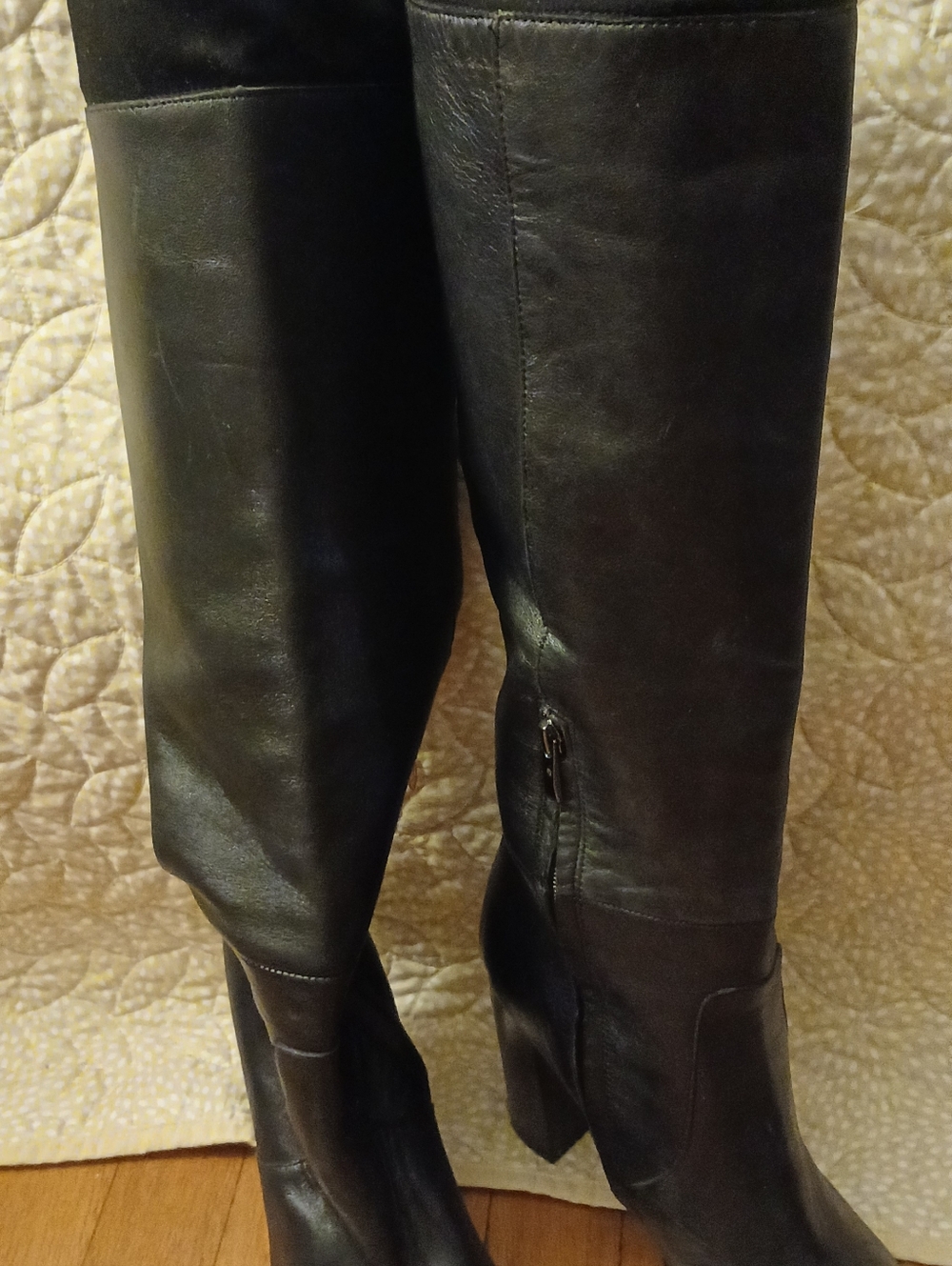 Black Over the Knee Women's Boots- 9M-Frenc. Connection Leatjer